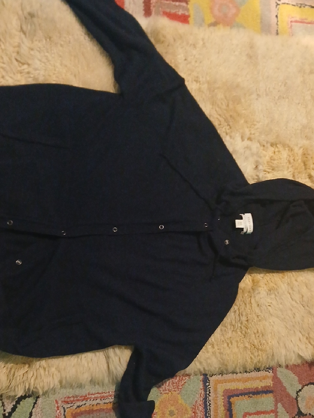 Ellen Tracy  Navy Snap Up Hooded Sweater